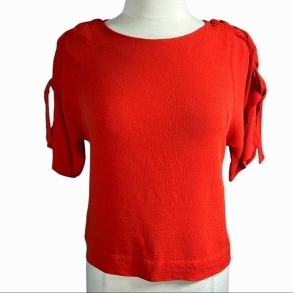 See by Chloe red lace up sleeve top size 6 - Picture 4 of 9